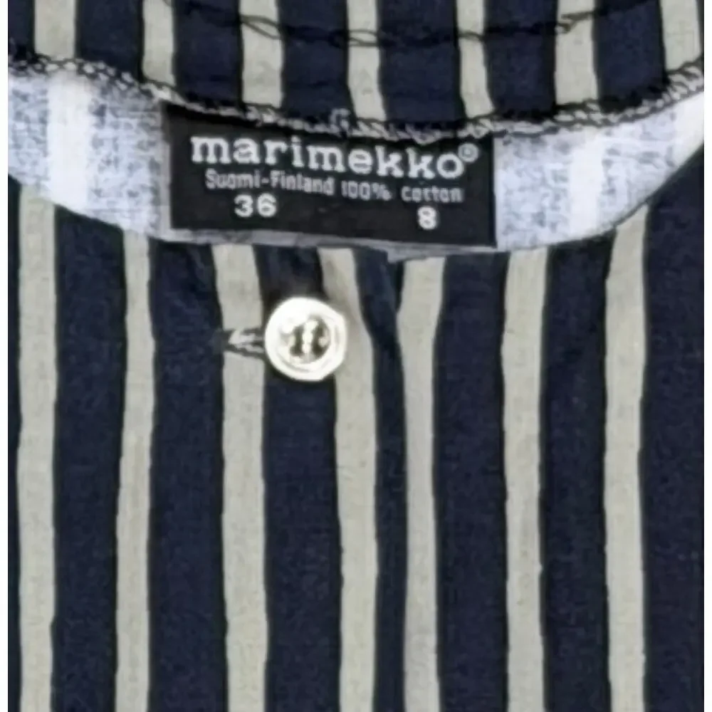 Vintage Marimekko Striped Pinafore Apron Reversible Maxi Dress - Picture 9 of 9